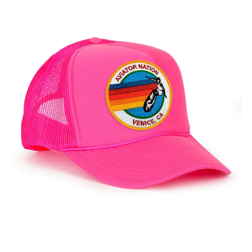 Aviator Nation Pink Trucker Hat with Mesh Back